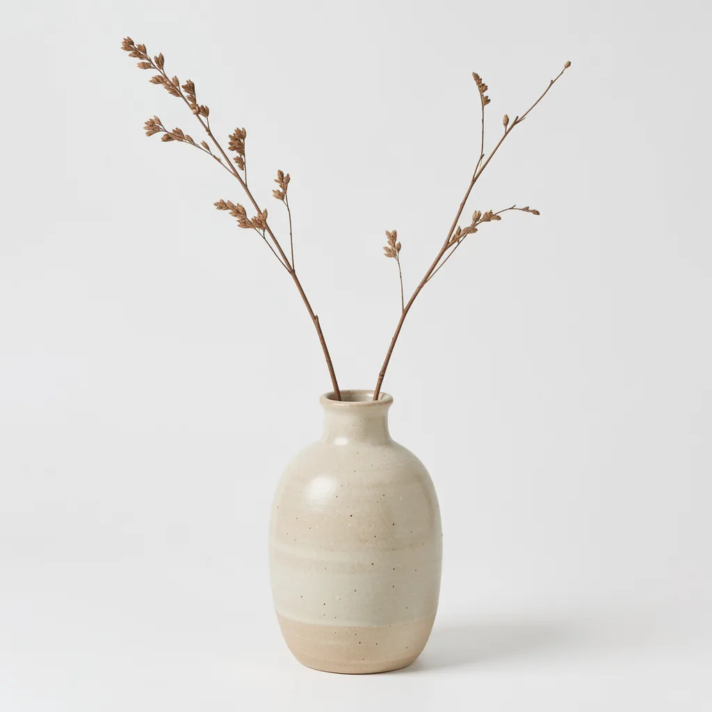 Simple ceramic vase for a single stem or dried branch